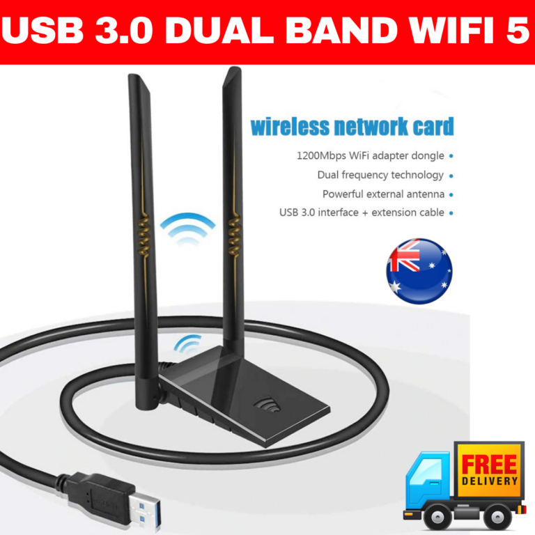 High Power Dual Antenna AC1200 USB 3.0 AC Wireless WiFi Adapter Dongle ...