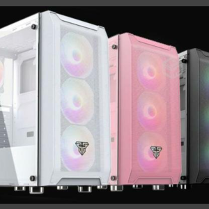 Fantech PC Gaming Computer Desktop Case Tempered Glass Side Panel ATX Tower with 4 x 120mm Fixed RGB Fan Pre-Installed, Dust Filter (CG80)