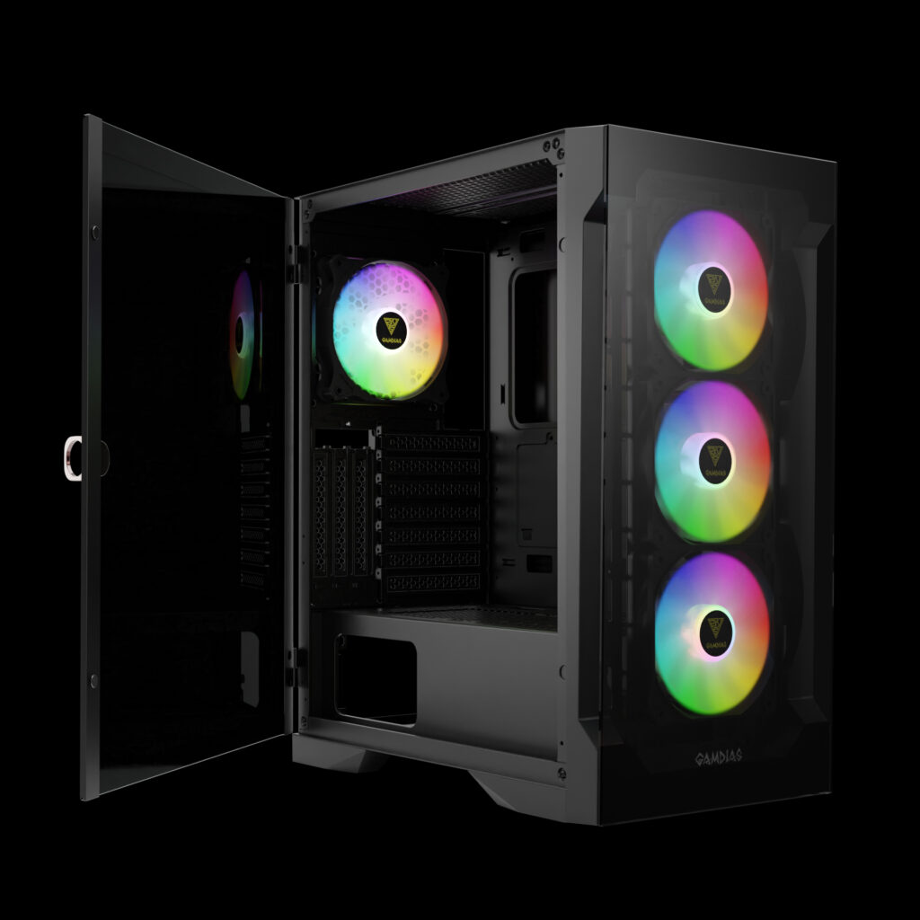 Talos Computer Talos E2 ELITE Gamdias ATX Mid Tower Gaming PC Case with 4x ARGB Fans ...