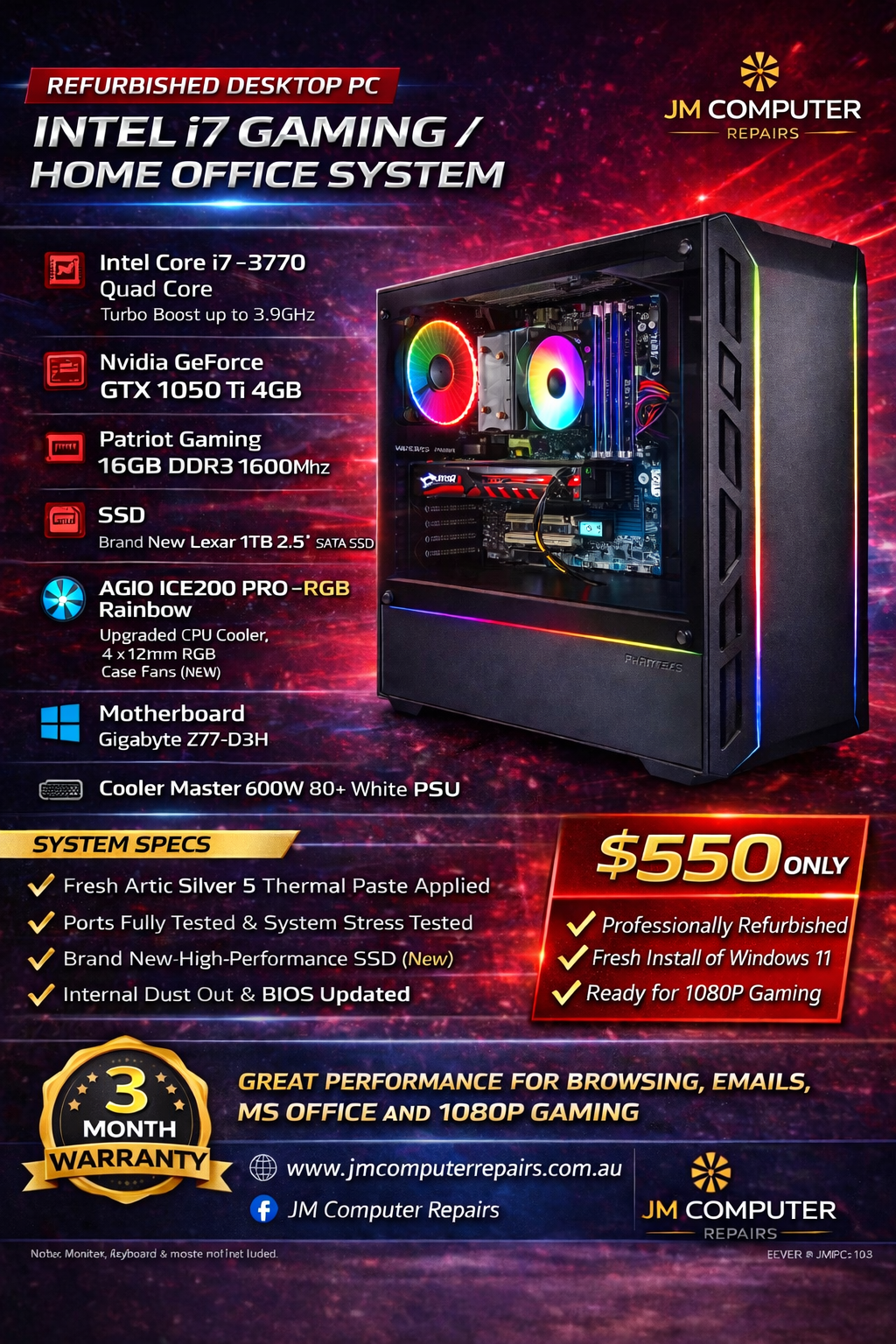 I7 3770 Desktop Tower I7 Refurbished Intel Core I7 3770 Up To 16GB